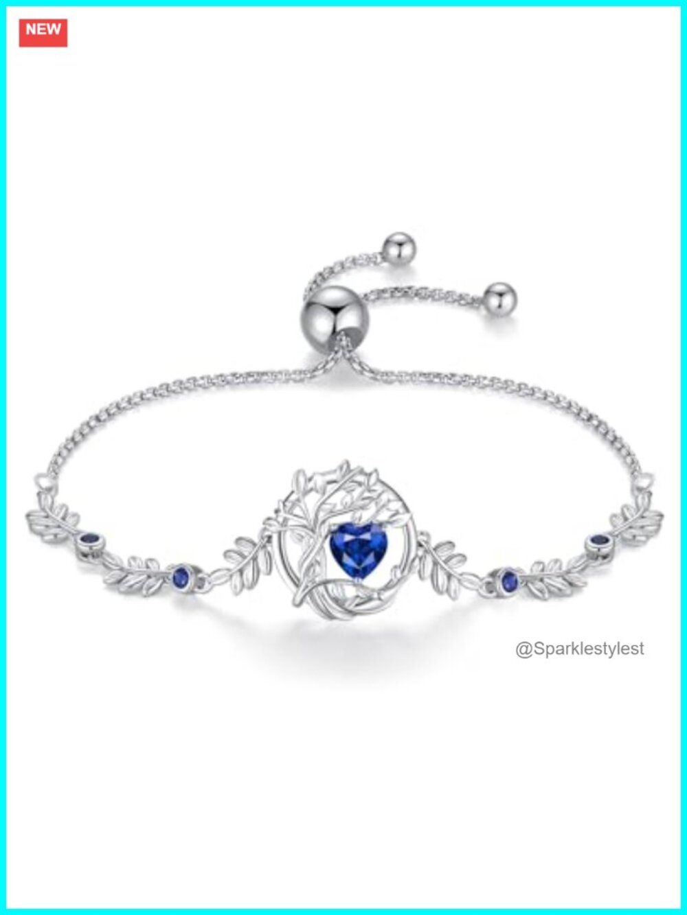 Sterling Silver Tree of Life Birthstone Bracelet Adjustable Chain